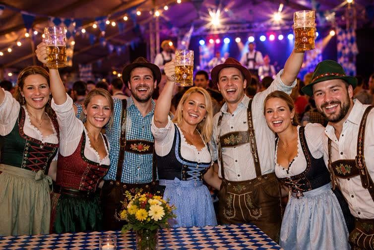 Guests celebrating at Copenhagen Oktoberfest